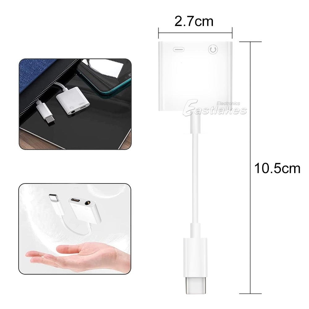USB Type C 3.5mm Audio and Charger Splitter Adapter - Eastlakes Electronics