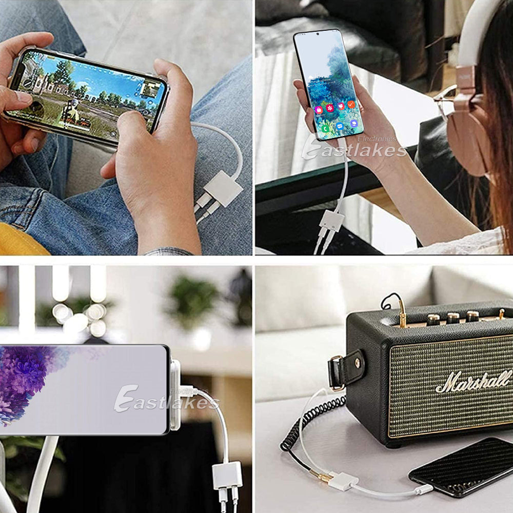 USB Type C 3.5mm Audio and Charger Splitter Adapter - Eastlakes Electronics