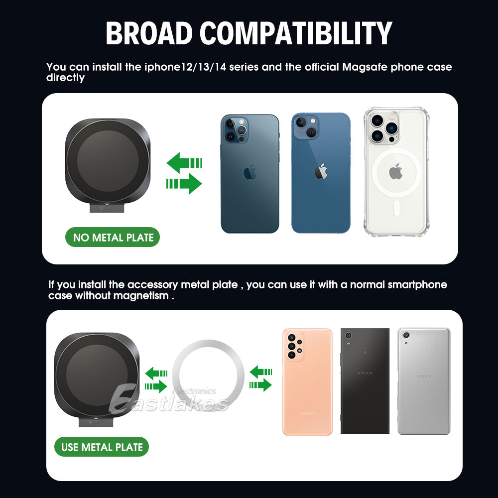 15W Magnetic Wireless Charger Car Holder Mount Cradle - Eastlakes Electronics