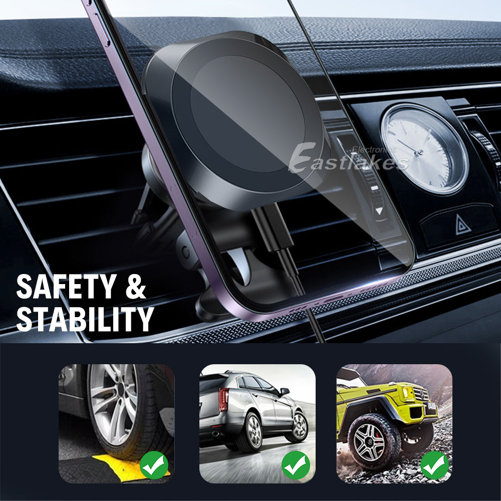 15W Magnetic Wireless Charger Car Holder Mount Cradle - Eastlakes Electronics
