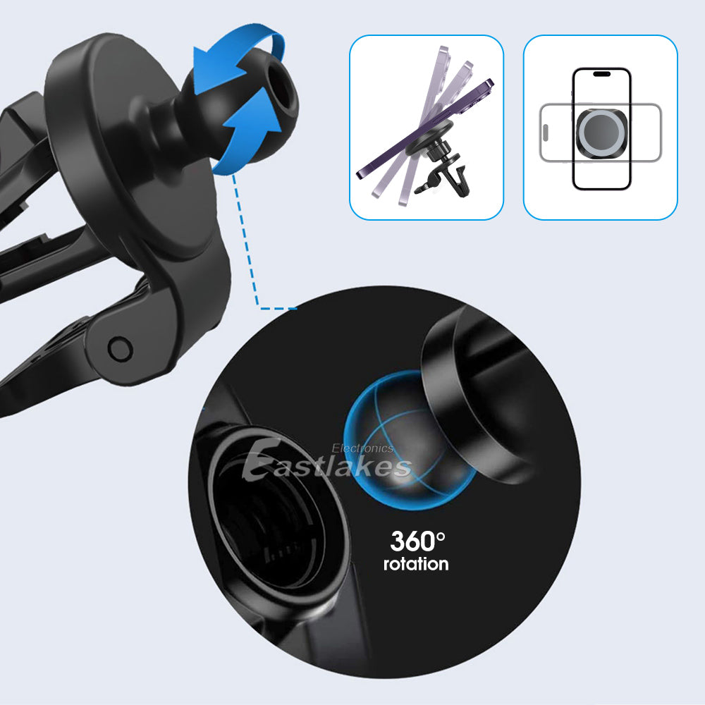 15W Qi Magnetic Car Phone Holder Wireless Charger