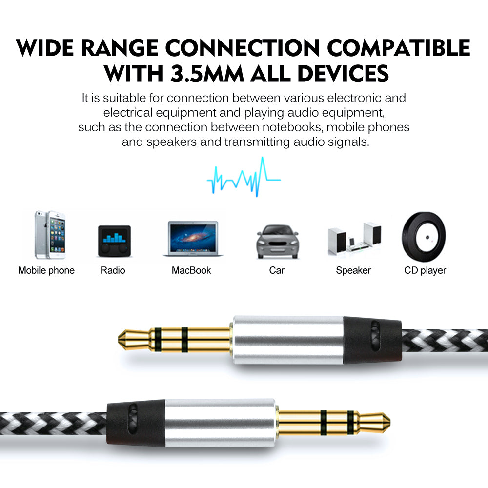 [2 Pack] 3.5mm Audio Male to Male Auxiliary AUX Cable - Eastlakes Electronics