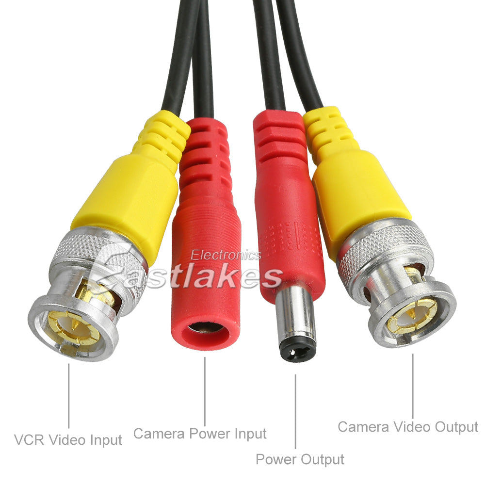 CCTV Security Camera DVR BNC Video DC Power Extension Cable Cord [5M 10M 15M] - Eastlakes Electronics