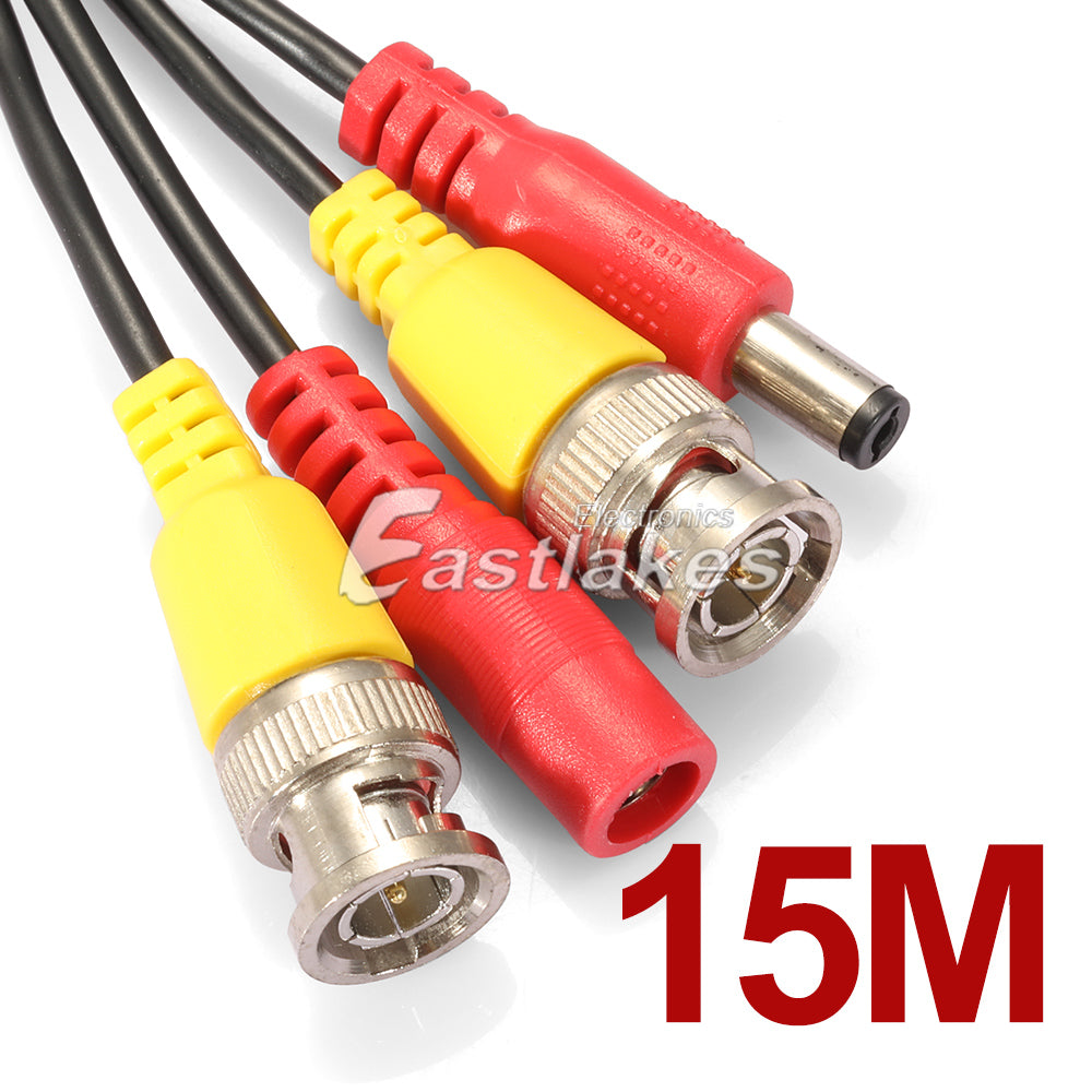 CCTV Security Camera DVR BNC Video DC Power Extension Cable Cord [5M 10M 15M] - Eastlakes Electronics