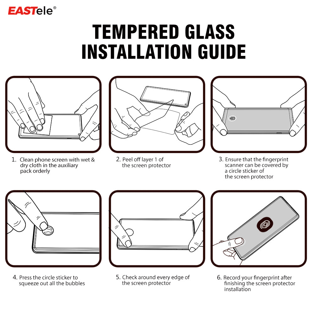EASTele Tempered Glass Screen Protector For Samsung Galaxy S22 S21 FE Note 20 S20 Series - Eastlakes Electronics