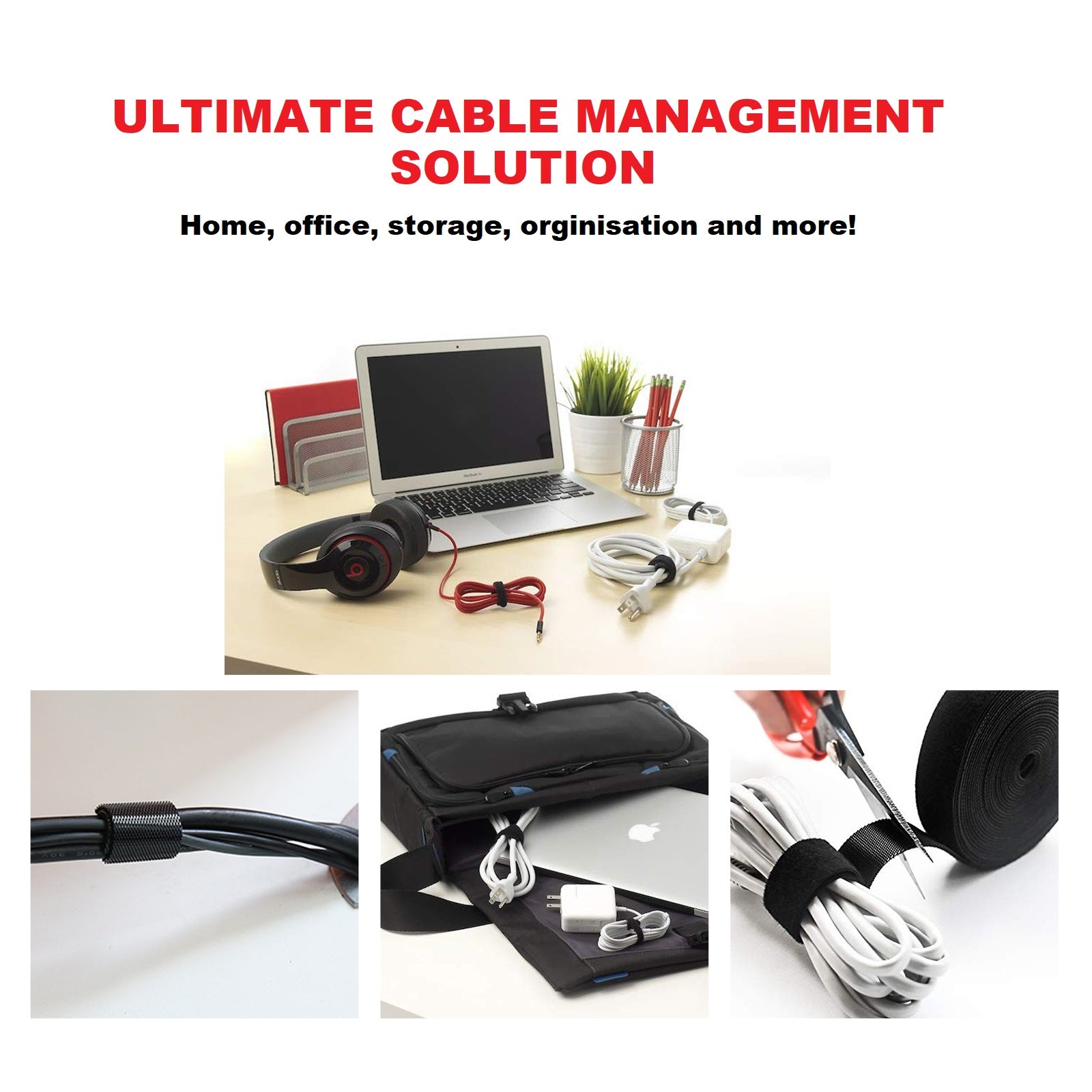 [10M] Hook & Loop Reusable Cable Ties - Eastlakes Electronics