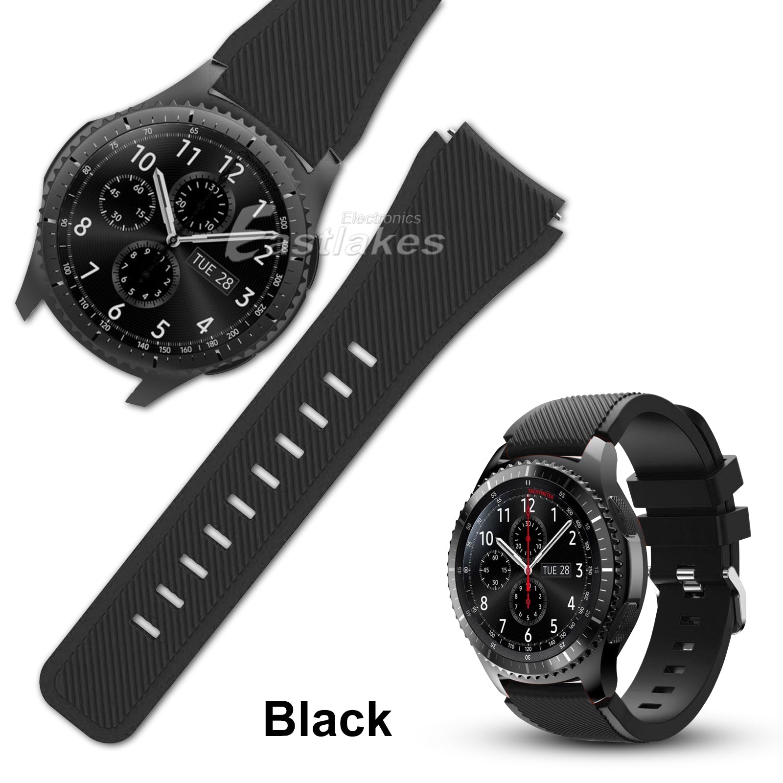 Black Gear S3 Silicone Watch band