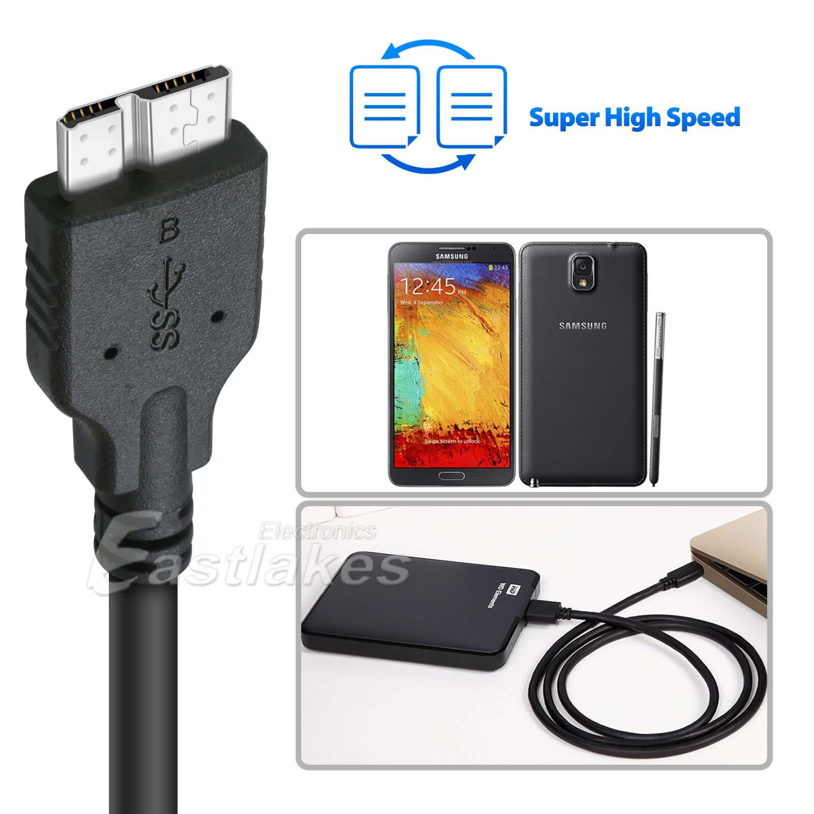 USB-C Type-C to USB Micro B Cable Coverter USB3.0 HDD SSD Cable - Eastlakes Electronics