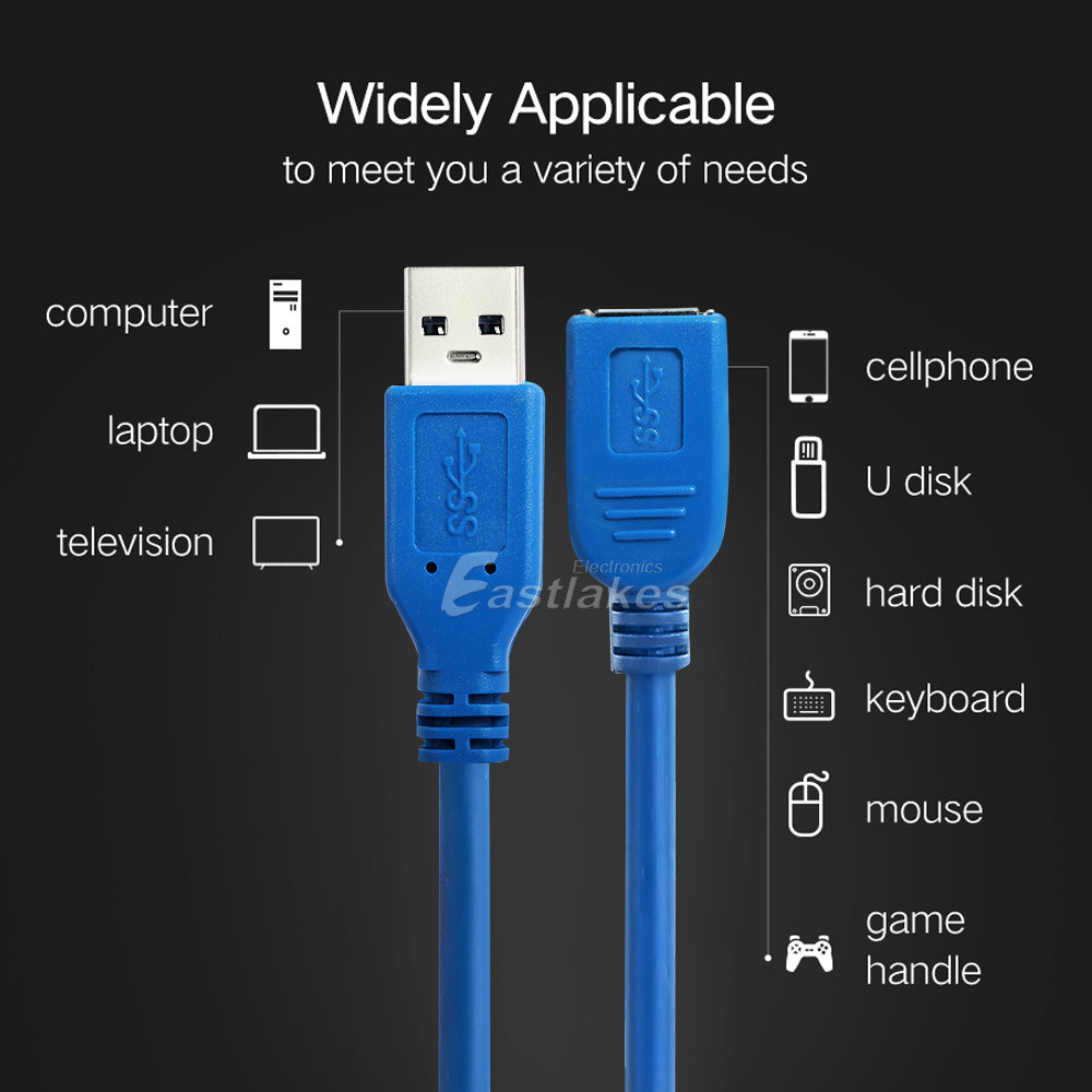 3M USB 3.0 Male to Female Extension Data Cable - Eastlakes Electronics