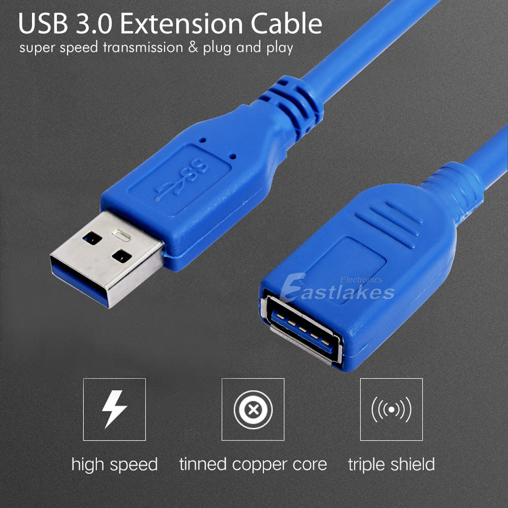 3M USB 3.0 Male to Female Extension Data Cable - Eastlakes Electronics