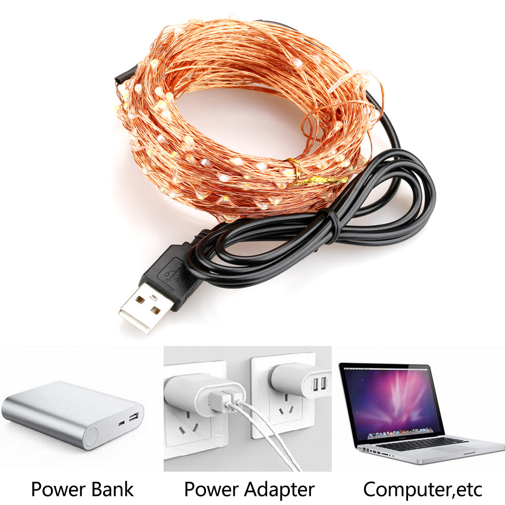 USB LED Copper Wire String Fairy Lights - Eastlakes Electronics