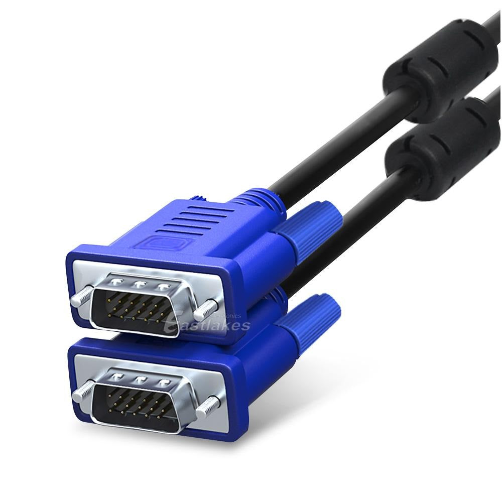Premium VGA SVGA Male to Male Extension PC Monitor LCD Cable 15pin 1.5M 3M 5M - Eastlakes Electronics