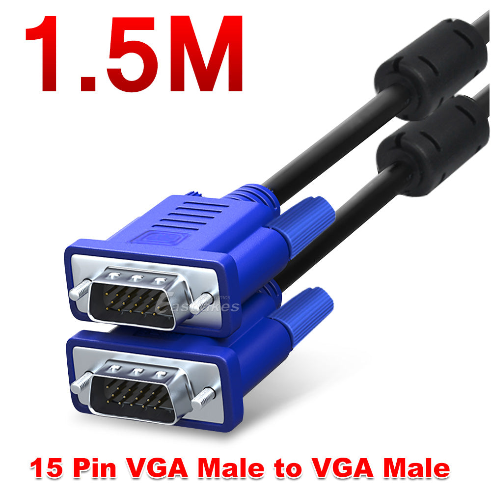 Premium VGA SVGA Male to Male Extension PC Monitor LCD Cable 15pin 1.5M 3M 5M - Eastlakes Electronics