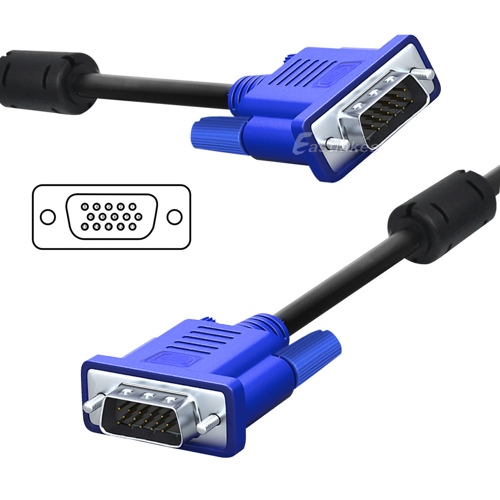 Premium VGA SVGA Male to Male Extension PC Monitor LCD Cable 15pin 1.5M 3M 5M - Eastlakes Electronics