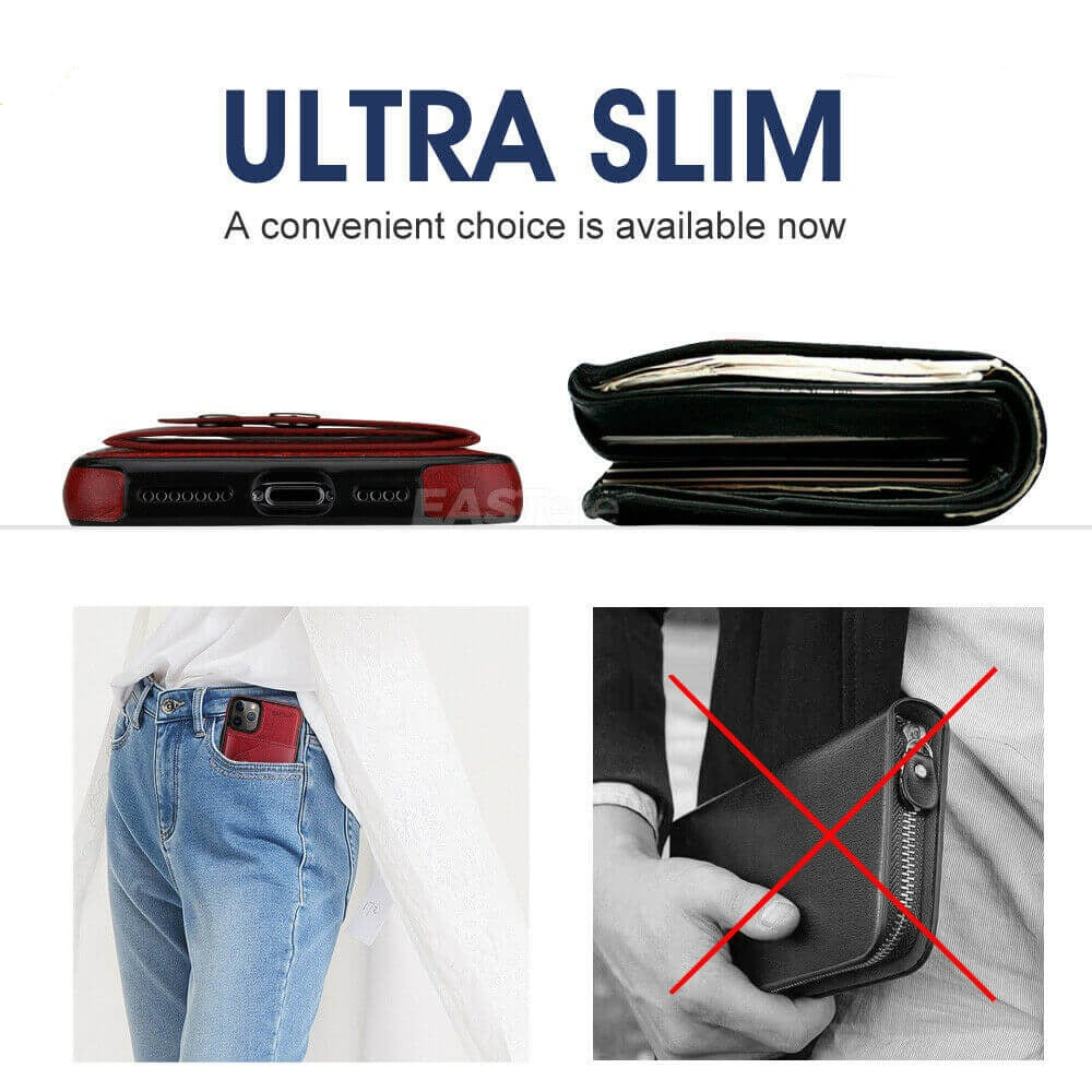 EASTele Apple iPhone Luxury Leather Snap Closure Wallet Case - Eastlakes Electronics