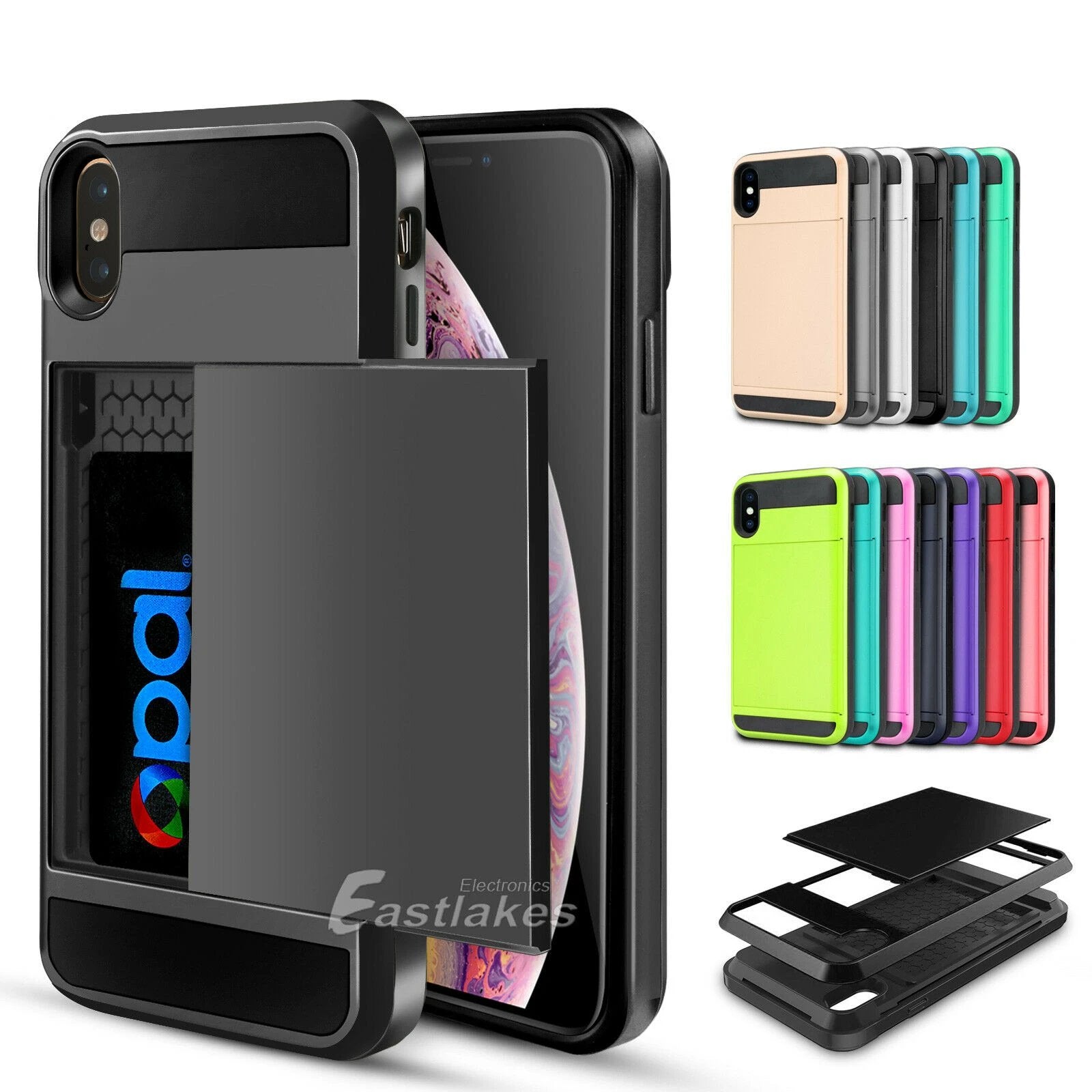 Shockproof Sliding Card Case for iPhone 7/8 Series - Eastlakes Electronics